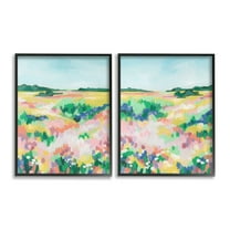 Stupell Industries Modern Country Meadow Landscape Painting Black Framed Art Print Wall Art, 11 x 14, Set of 2