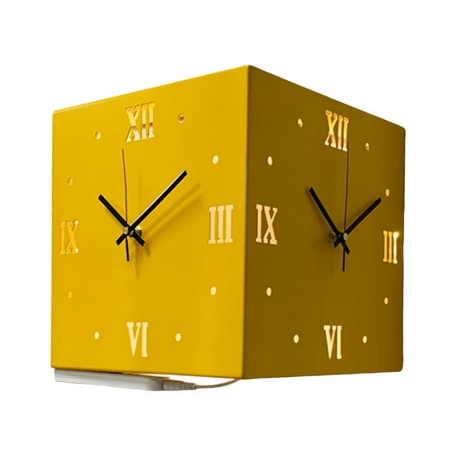 Corner Wall Clock Silent Luminous 10.2" Creative Indoor Outdoor Clock Wall Clock yellow