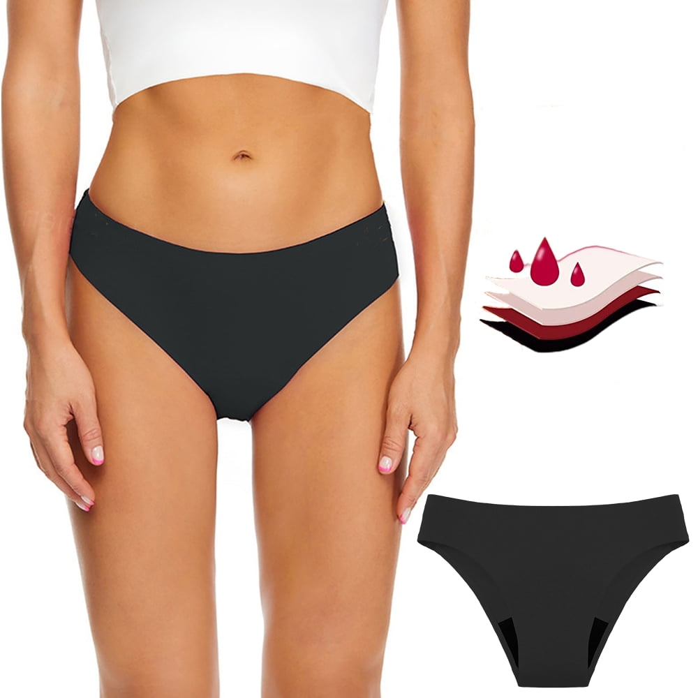 Mlqidk Period Swimwear - Black Menstrual Leakproof Bikini Bottoms