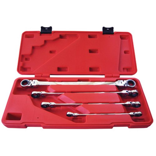 K Tool 43100 Ratcheting, Double Box End, Flexible Wrench Set, 4 Piece