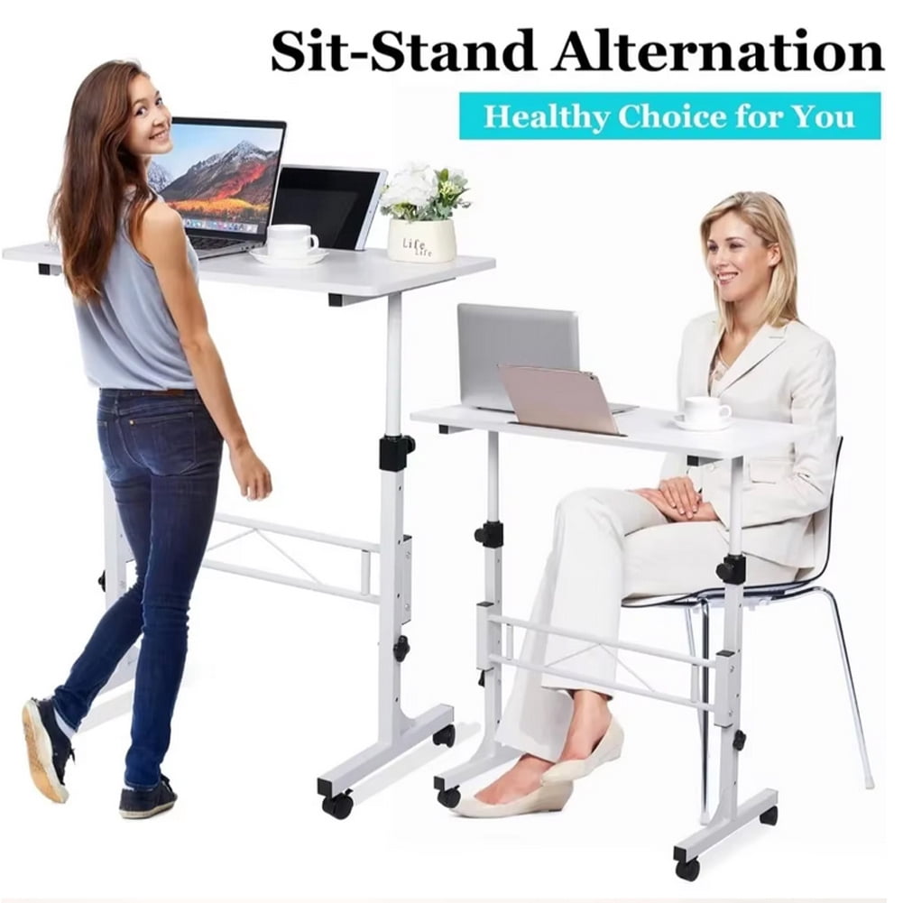 Shininglove 32" Mobile Standing Desk with Wheels – Adjustable Height Rolling Computer Desk for Home, Office & School