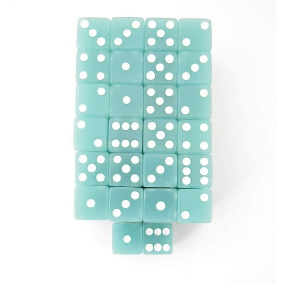 Lime Glow in the Dark Dice with White Pips D6 16mm (5/8in) Pack of 50 Wondertrail