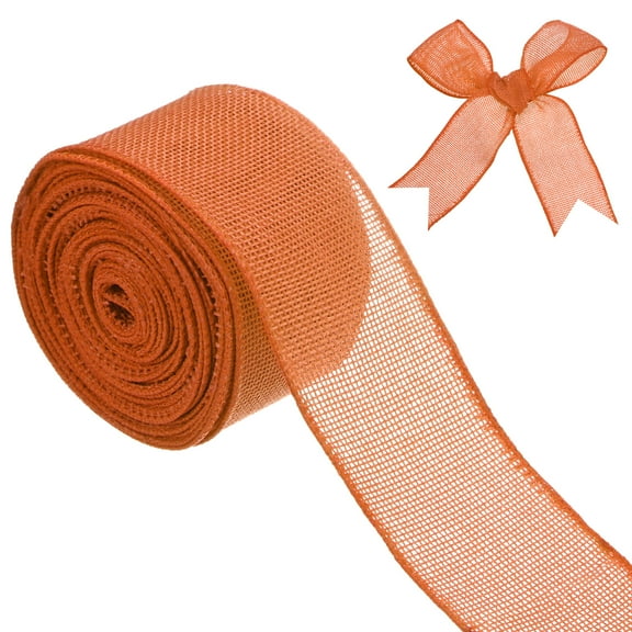 Uxcell Burlap Ribbon, 2" x 10 Yards Burlap Wired Edge Ribbon, Christmas Tree Ribbon, Rustic Burlap Wrap Trim Ribbons [Dark Orange]