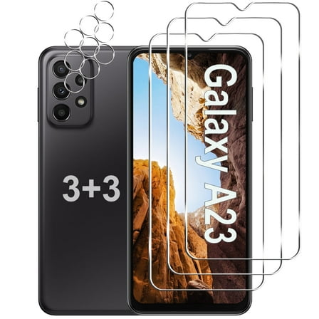 Gliansen 3 3 Pack Galaxy A23 5G/4G Tempered Glass Screen Film Protector, with Camera Lens Protector, for Samsung Galaxy A23 5G/4G
