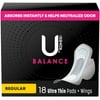 U by Kotex Balance Ultra Thin Pads with Wings, Regular Absorbency, 18 Count