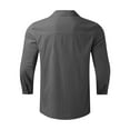 thumbnail image 4 of RYRJJ Men's Cotton Linen Shirts Casual Regular Fit Button Down Long Sleeve Shirt Solid Collared Summer Hippie Beach Shirts(Dark Gray,S), 4 of 5