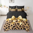 thumbnail image 2 of Homewish Leopard Print 7-Piece Twin Bedding Sets For Teens Boys Girls,Kawaii Bow Bedding Comforter Set,Black Brown Breathable Sheet Sets,Super Cozy Room Decor,Reversible, 2 of 8