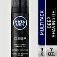 NIVEA MEN DEEP Clean Shave Gel with Natural Charcoal, 3 Pack of 7 Oz
