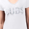 thumbnail image 3 of Women's G-III 4Her by Carl Banks  White Chicago Cubs Metallic Drop Lightweight V-Neck T-Shirt, 3 of 3