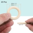 thumbnail image 2 of Uxcell Unfinished Wooden Rings Smooth Natural Woods Macrame Rings for DIY Crafts Knitting Decoration 1.8" 20 Pcs, 2 of 6