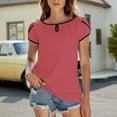 thumbnail image 2 of WXLWZYWL Women'S Solid Colour Round Neck Short Sleeve Summer Hollow Out T-Shirt Loose Top, 2 of 6