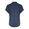 thumbnail image 4 of Linen Shirts Womens Summer Tops Casual Cotton Linen T-Shirts Solid Color Comfy Short Sleeve Blouses V-Neck Button up Tunic Tops Tees, Style-Md2, A-Navy, S, 4 of 6