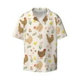 thumbnail image 4 of Uemuo Chicken Family Pattern Cotton Linen Short Sleeve Shirts,Casual Lightweight Button Down Shirts,Vacation Beach Summer Tops-XX-Large, 4 of 7