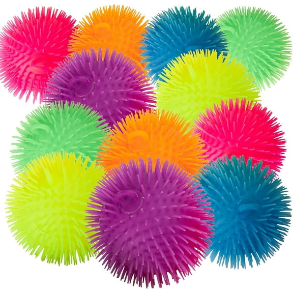 Playbees Soft Spiky Puffer Balls - 12-Pack - 5.5 Inch Sensory Stress Relief Toy - Assorted Colors - Kids and Adults - Fun Fidget Game