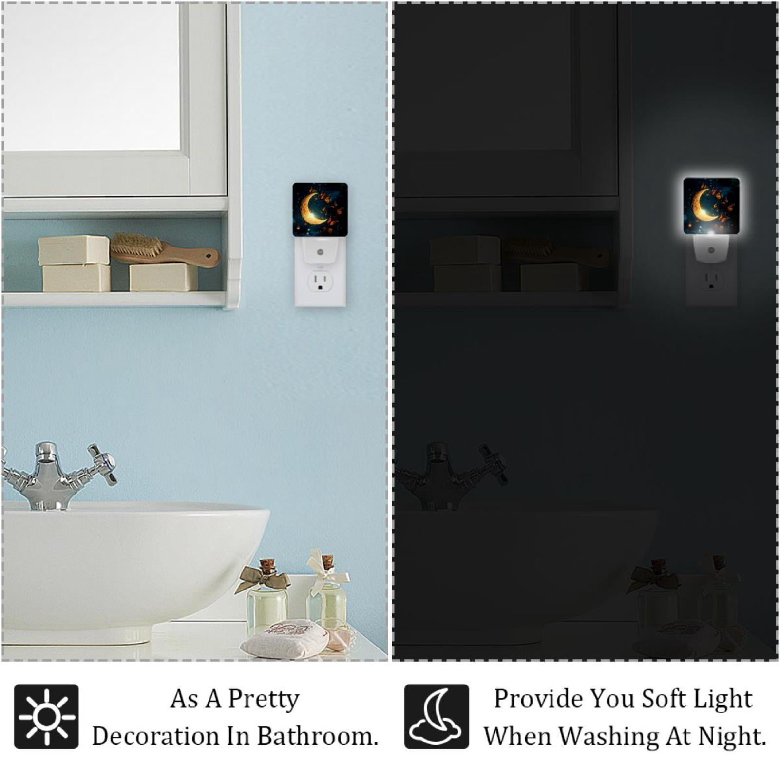 PhooArto Butterflies Dancing and Moon Plug in LED Night Light Auto Sensor Dusk to Dawn Decorative Night for Bedroom, Bathroom, Kitchen, Hallway, Stairs, Baby's Room, Energy Saving