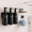 Black-Stainless, variant on Nurforta Shampoo and Conditioner Dispenser - Shower Soap Dispenser Wall Mounted - 17 fl oz Set of 3 Gold Plastic Bottles with Stainless Steel Pumps & No-Drill Adhesive Holders for Bathroom