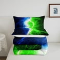 thumbnail image 5 of Black Green Blue Comforter Set Queen Lightning Pattern Gaming Bedding Sets Adult,Lightnings Abstract Art Down Comforter Game Room Decor,Hippie Modern Style Patchwork Duvet Insert, 5 of 6
