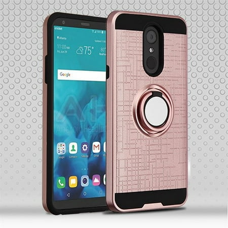 Lg G3 Phone Case Gold LG Stylo 4 Phone Case Shockproof Hybrid Brushed Rubber Rugged Case Cover Slim with Ring Stand Rose Gold ()