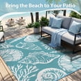 thumbnail image 6 of SIXHOME 8'x10' Waterproof Reversible Outdoor Rug, Coastal Ocean-Inspired Patio Rug, Lightweight Woven Plastic Carpet for RV, Camping, Deck & Balcony, Teal, 6 of 7
