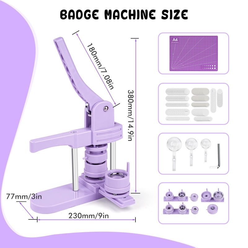 3 in 1 DIY Pin Button Maker Machine 25/32/58mm Badge Press Machine with 300pcs Button Parts