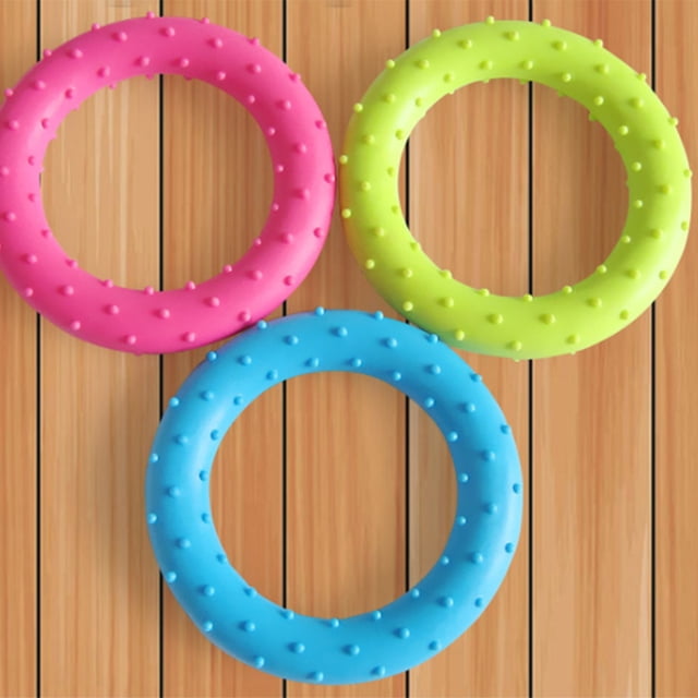Random Color Pet Dog Toys Cute TPR Round Toy Rubber Resistant Barbed Bite Clean Teeth Chew Training Interactive Toy