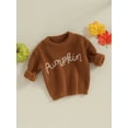 thumbnail image 3 of Bagilaanoe Toddler Baby Girl Boy Halloween Sweater Long Sleeve Letter Embroidery Pullover 3M 6M 9M 12M 18M 24M 3T Kids Warm Jumpers Tops Fall Loose Knitwear, 3 of 8