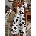 thumbnail image 2 of Vestido de Disney Minnie Mickey Mouse para mujer, moda para mujer, vestidos casuales con estampado floral, elegante, cuello en V, suelto, corte A, vestido de playa bohemio, 2 of 5