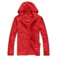 thumbnail image 2 of Light Summer Jacket Women Casual New Hooded Rain Jacket for Women Lightweight Waterproof Windbreaker Clothing Packable Outerwear with Pockets Red XXL, 2 of 9