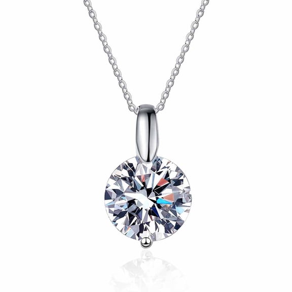 Real 1.0 Carat Classic Round Cut Moissanite Pendant Necklace for Women 925 Sterling Silver | GRA Certified Diamond Alternative Pendant Jewelry Gift