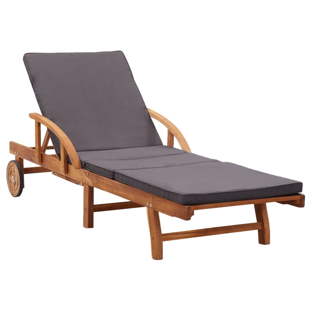 vidaXL Sun Lounger with Cushion Solid Acacia Wood - Walmart.com
