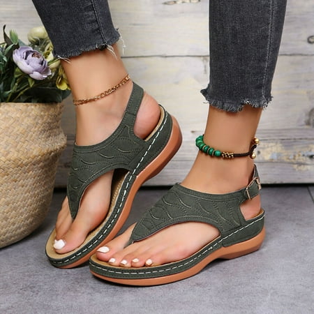

Low-Wedge Women Orthopedic Sandals Casual Flat Shoes Flip Flops Ladies Anti-Slip