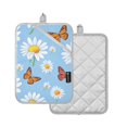 thumbnail image 2 of Pot Holders Set of 2 Heat Resistant 338℉ Kitchen Oven Gloves Potholder Cooking Baking Microwave Mitts Butterfly and Sunflowers on Blue, 2 of 7