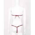 thumbnail image 4 of Conjunto de bikini micrometálico brillante para mujer, lencería sexy, sin tirantes, con lazo en la espalda, mini sujetador y tanga, ropa interior de playa, 4 of 4