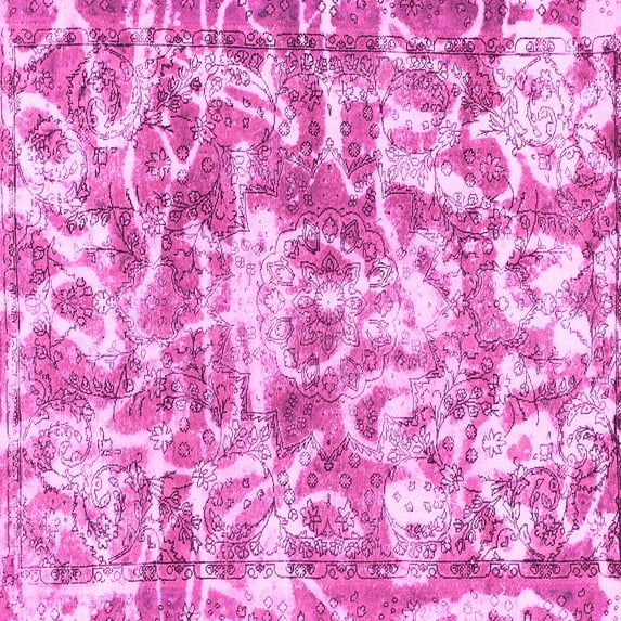 Ahgly Company Indoor Square Abstract Pink Modern Area Rugs, 8' Square