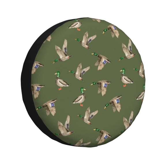 Fuzoiu Birds Wild Ducks Print Universal Spare Tire Cover with Buckle Strap, Waterproof Wheel Covers for Jeep, Trailer, RV, Truck and All Car-14 inch