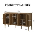 thumbnail image 4 of HLR 59" Mid Century Modern Sideboard Buffet Cabinet with 4 Doors, Brown Cabinet with Shelf, Vintage Large Sid, 4 of 13