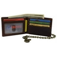 thumbnail image 3 of Men's RFID Signal Blocking Biker's Slim Bifold Chain Card ID Vintage Brown Leather Wallet, 3 of 9