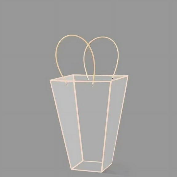 NAMZI 10Pcs Clear Flower Bouquet Bags with Handles Transparent Floral Gift Presents Packaging Boxes Florist Flower Tote Bags for Mother's Day Wedding Birthday （Pink）