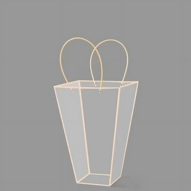 Xiao Hua 10 bolsas transparentes con asas para ramos de flores, cajas de regalo florales transparentes, bolsas de mano para el Día de la Madre, bodas y cumpleaños (rosa)