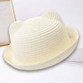 thumbnail image 2 of OOOUM Kids Cute Straw Hat Lightweight Breathable Rolled Brim Sun Hat Outdoor Travel Beach Hat For Toddler Boys Girls White, 2 of 3