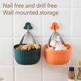 thumbnail image 4 of Small Storage Basket​ Colorful Plastic Bin Gray Top Handle Vertical Textured Surface Oval Shape Home Kitchen Bathroom Pantry, 4 of 5