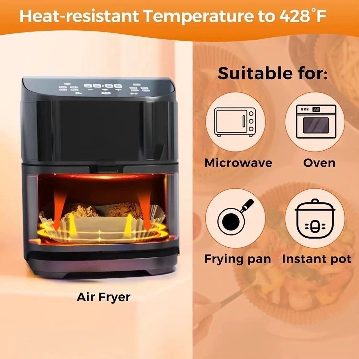 8 In Round Small To Medium 2 To 5 Quart 100 Count High Quality Air Fryer Liners
