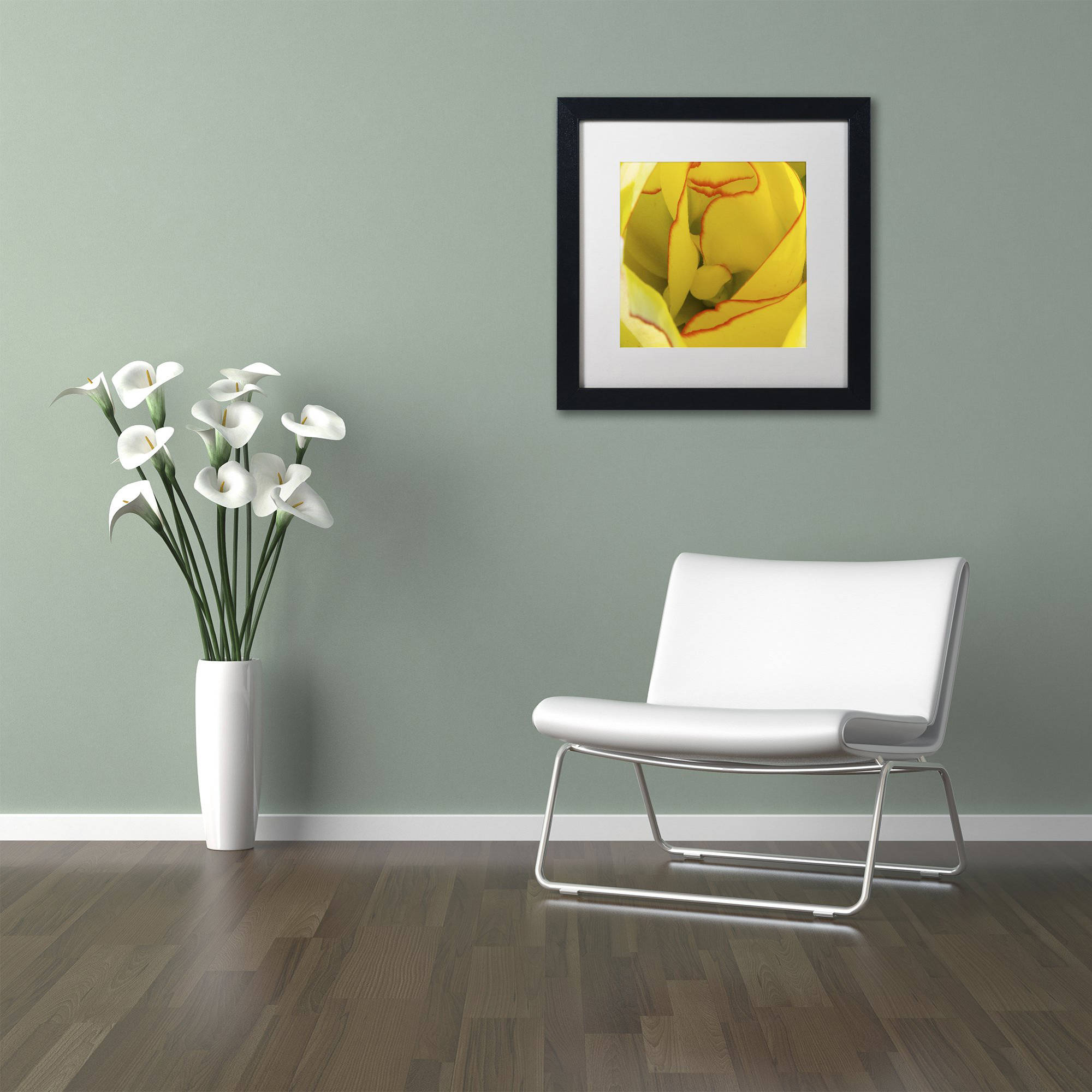 Trademark Fine Art "Inside a Beautiful Tulip" Canvas Art by Kurt Shaffer, White Matte, Black Frame