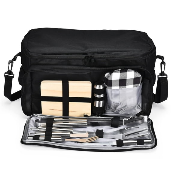 BBQ Grill Set - BBQ Set Grilling Tool with Case - Stainless Steel Grilling & BBQ Utensils Accessories Tools - for Barbecue Set, Camping, Grill Tools for Outdoor Grill Party - Fit for Any BBQ Smoker