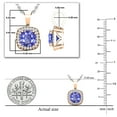 thumbnail image 3 of Dazzlingrock Collection 6mm Cushion Tanzanite & 0.10 CT Round White Diamond Dainty Halo Pendant with 18 inch Silver Chain for Women in 14K Rose Gold, 3 of 4