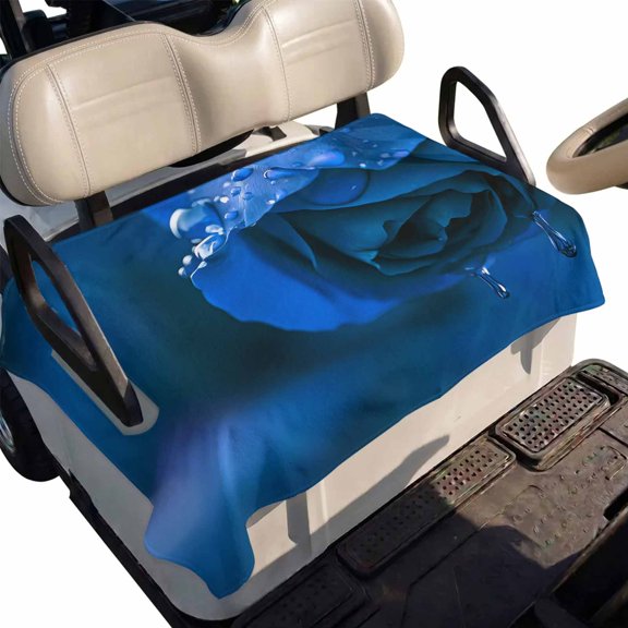 Golf Cart Seat Cover Blue Rose Club Car Golf Cart Seat Covers Soft Absorbent Golfcart Towel Blanket Nature Water Drops Golf Seat Covers for Cart Decor Fits 2 & 4 Passenger 51"x31"