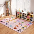 thumbnail image 6 of Janvonne Animal Alphabet Kids Area Rug - Soft ABC Learning Carpet, Non-Slip Washable Play Mat for Nursery Playroom Bedroom,5'x7',Pink, 6 of 9