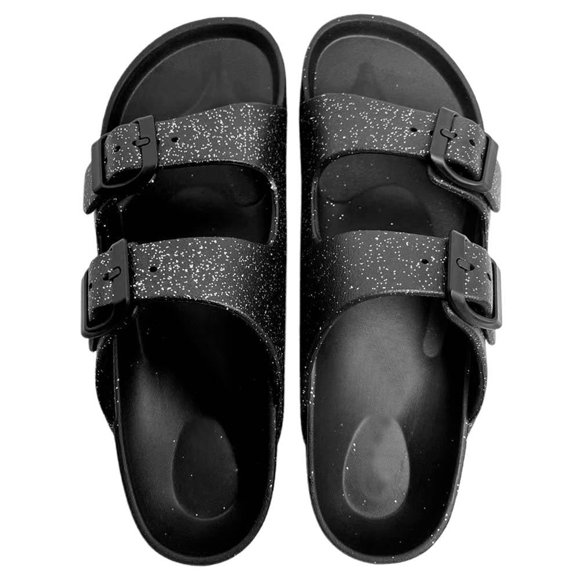 Sandalias George para Dama, Con Hebillas Efecto Glitter Talla 23 cm Negro