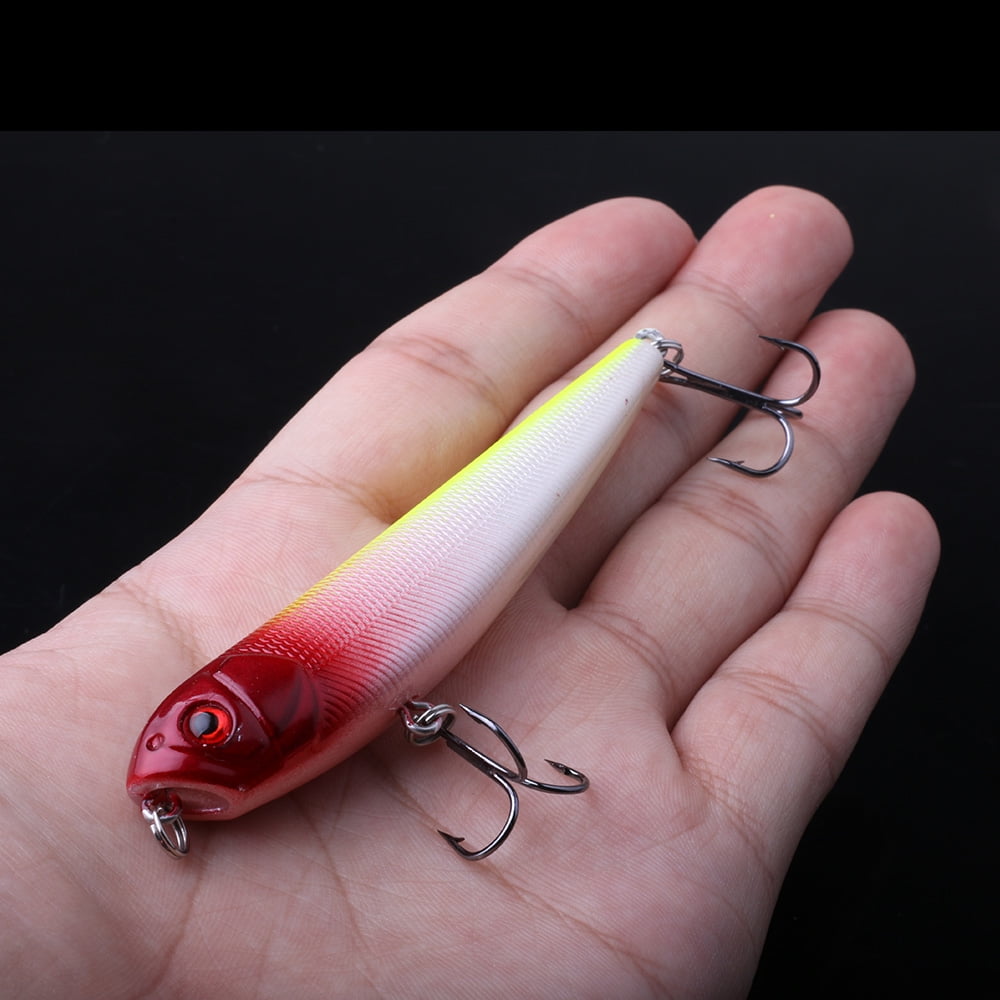 HENGJIA Fishing Lures for Bass, 5PCS Top water Pencil Popper Lures Minnow Lure Hard Baits Freshwater or Saltwater Fishing Lures Pencil Lure