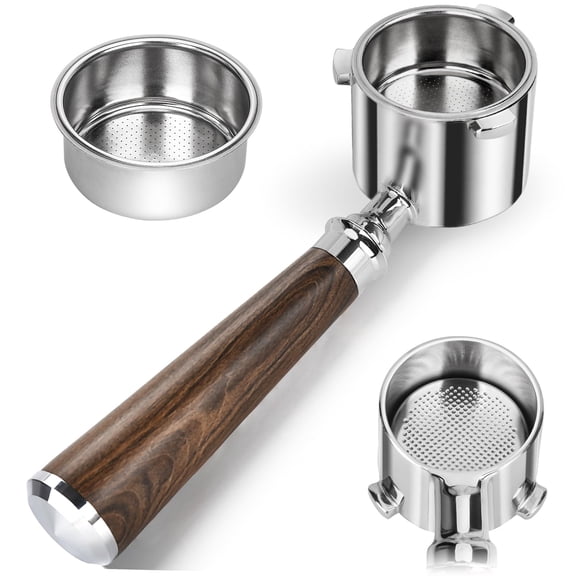 Davonpha 51mm Bottomless Portafilter 3 Ears compatable with La Specialista EC9335 9155 9355 9665,100% Stainless Steel Filter Baskets and Walnut Handle(51mm-3Ears/fits La Specialista)